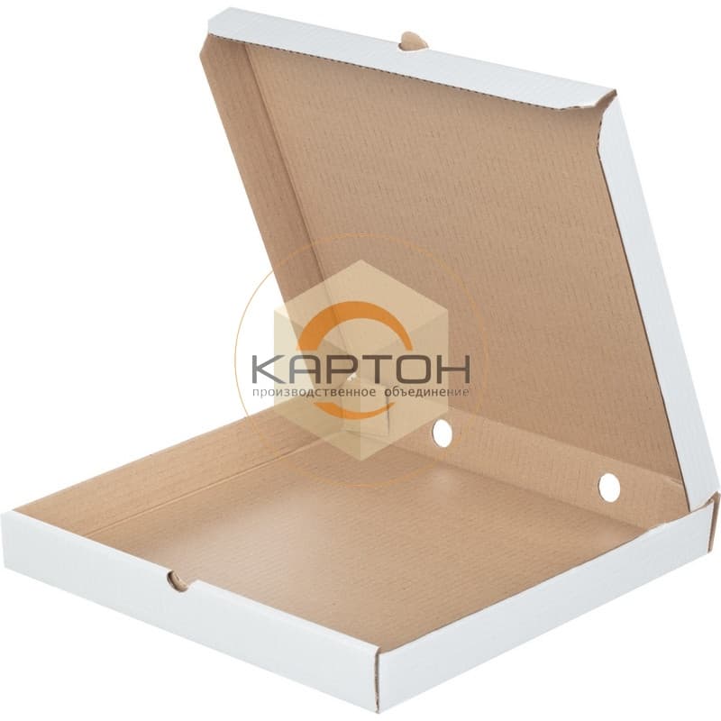 Коробка для пиццы 260*260*50 картон марки Т23Е  (Микрогофрокартон), белый