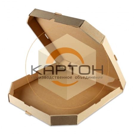 Коробка для пиццы 330*170*40 картон марки Т23В (скошенный угол), бурый